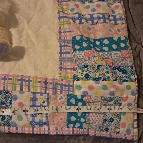 Vintage 3D bunny plush toddler blanket quilt throw comforter cotton - Picture 11 of 12